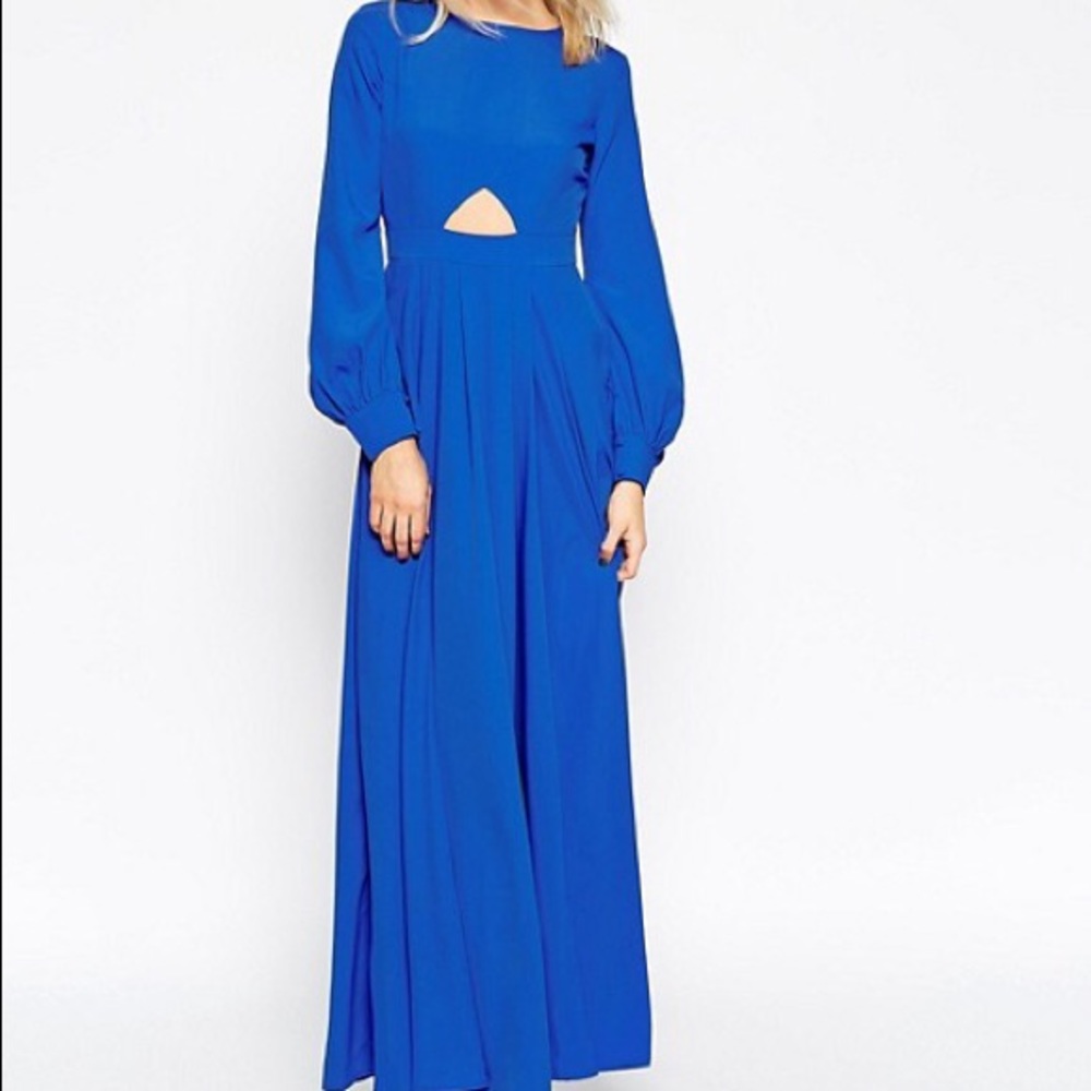 ASOS Caftan w Keyhole Maxi Dress-Cobalt Sz8